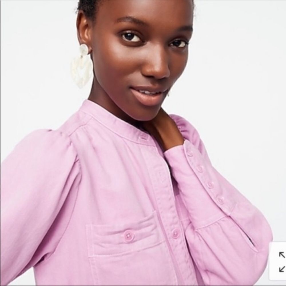 J Crew Point Sur Puff Sleeve Button Front Top - Picture 2 of 11